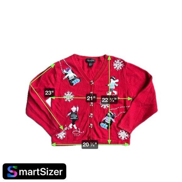 Vintage 90s Christmas Sweater Cardigan Womens Red Embroidery‎ Snowflakes L Boxy - Picture 9 of 9